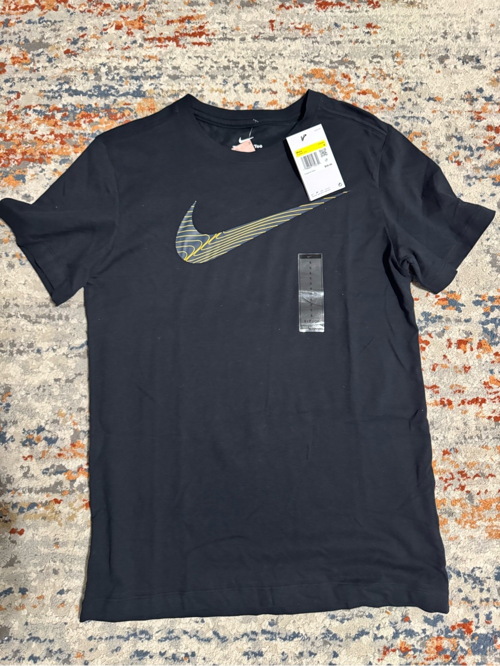 Nike Black Short-Sleeve Tee with Yellow-Accented Swoosh